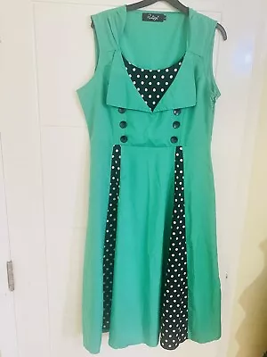 UK Retro Womens Polka Dot Swing Dress 50s 60s Rockabilly Cocktail Eveining Party • £14