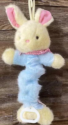 VTG Bunny Rabbit Musical Stuffed Animal Plush Crib Pull Toy Peter Cotton Tail • $17.88