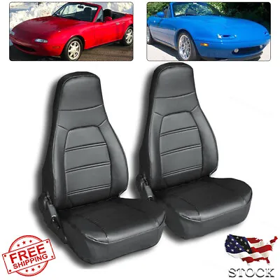 Fit For 1990 To 1997 Mazda Miata Front Synthetic Leather Seat Covers Black Pair • $88.99