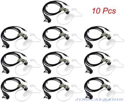 10x Covert Air Acoustic Earpiece Headset PTT With Mic For Cobra Radio 1Pin 2.5mm • £45.55