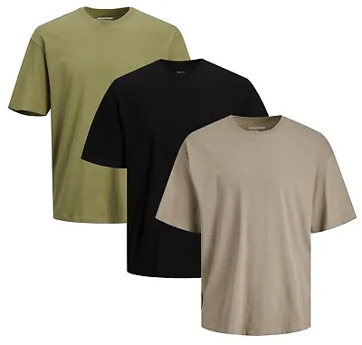 Mens Oversized T-shirt  Jack & Jones Crew Neck Loose Boxy Fit Plain Tee S-XL • £9.99