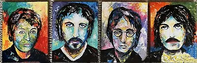 The Beatles Set Of 4 Original Acrylic Canvas Paintings Signed Coa  • $149