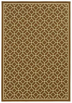 Brown Geometric Machine Made Octagon Circle Door Mat 4771L - Aprx 1'9 X3'9  • $41.56