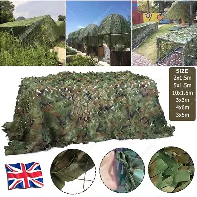 Camouflage Netting Camo Net UK Hunting Shooting Camping Army Green Hide Cover • £6.98