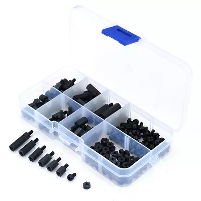 180pcs M3 Nylon Screw Black Hex Screw Nut PCB Standoff Spacer Assortment Kit • $6.36