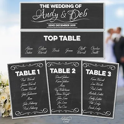 Personalised Wedding Party Table Plan Name Chalkboard Place Seating Order Cards • £1.10