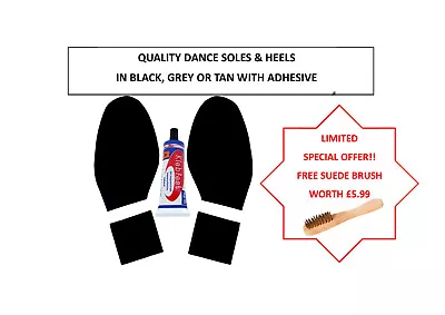 Mens Ladies Suede Soles Dance Shoe Soles & Heels & Glue ***free Suede Brush*** • £17.99