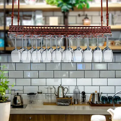 48 Goblets Industrial Vintage Metal Bar Wine Glass Under Cabinet Hanging Rack • $125