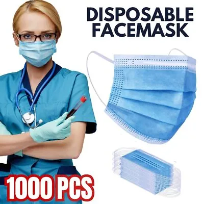 500 PCS Disposable Face Mask Non Medical Surgical Nurses 3 Ply Blue Black Masks • $40.99