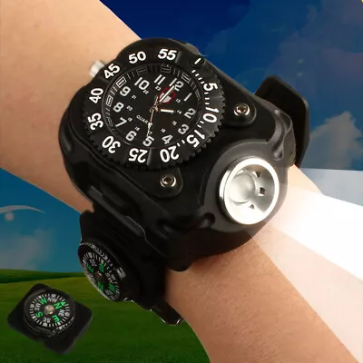 3in1 Super Bright LED Watch Flashlight Torch Rechargeable Wrist Watch Waterproof • £12.67