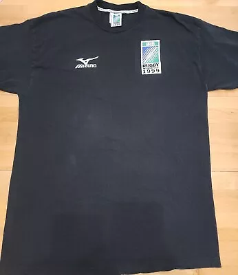 Vintage Official License Mizuno 1999 IRB Rugby World Cup T Shirt Mens Black XL   • $19.99