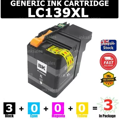 3x Ink Cartridge LC139XLBK Black Only For Brother MFC J6520DW J6720DW J6920DW • $20