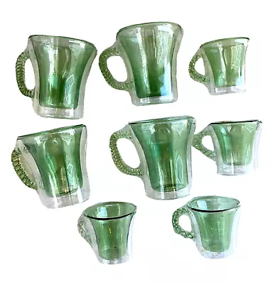 8 Double Wall Insulated Glass Mugs/Cups 2 Sets Of 4 3-3/4  Tall & 2-1/2  Tall • $24.60