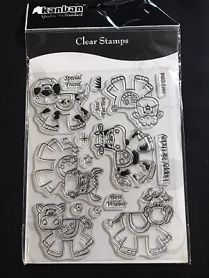 Kanban Larger Clear Stamp Set - Farmyard Animals Cow Pig Sheep Dog Bull Phrases • £5.99