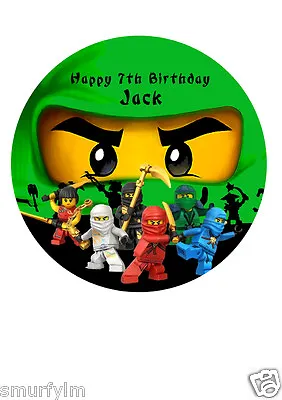 NINJAGO PERSONALISED BIRTHDAY CAKE TOPPER EDIBLE WAFER PAPER 7.5  Img  Ninja Kai • £5.50