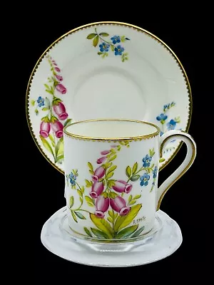 Vintage Foley China Hand Painted Floral Demitasse Cup & Saucer Signed Espresso • $25