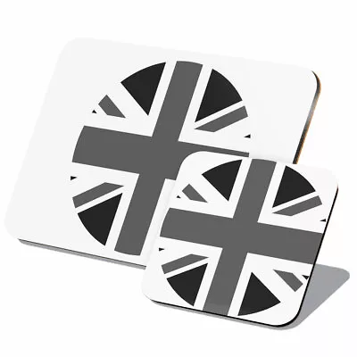 1x Cork Placemat & Coaster Set - BW - Union Jack UK British Flag England #41728 • £14.99