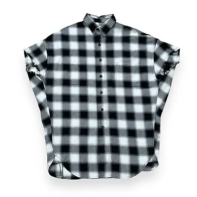 Zara 1975 Original Denim Men Black Plaid Short Sleeve Button Down Shirt Size M • $22.99