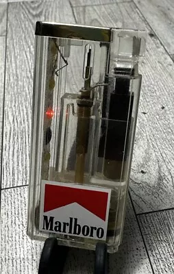 Vintage Marlboro Cigarette Advertising Lighter Translucent  With Lights WORKS🔥 • $8