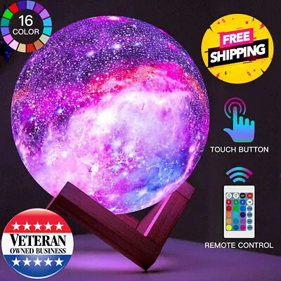 Moon Lamp Night Light Galaxy Lamp 5.9 Inch 16 Colors LED Wood Stand Remote • $30.35