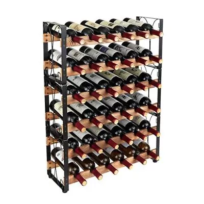 Stackable Rustic 36 Bottle Wine Rack Freestanding Floor Wine Holder Stand • $55.99