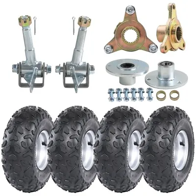 6  Go Kart Tires 145/70-6 Tire Rim Wheel Steering Spindle 3 Stud Hub ATV Quad • $299.47