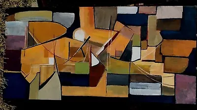   Modernist Mid Century Modern Abstract Style Painting  Signed  • $195