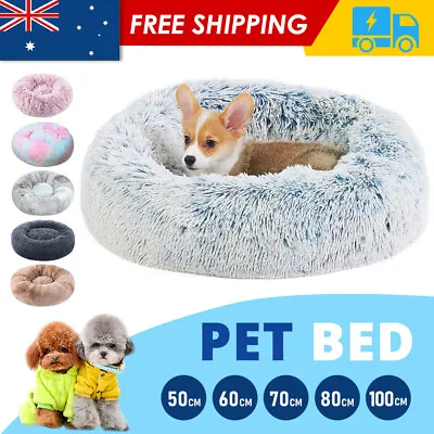 $23.05 • Buy Round Nest Dog Cat Pet Calming Bed Warm Soft Plush Comfy Sleeping Kennel Cave AU