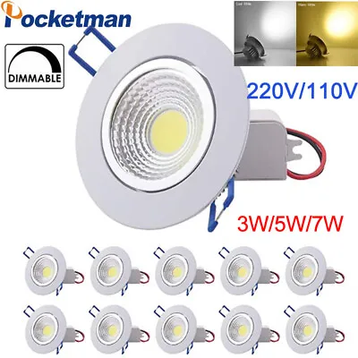 10PC 3W/5W/7W COB LED Downlight Recessed Dimmable Ceiling Light Spotlight US • $37.99