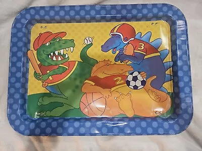 Kids Lap Tray Cartoon Folding TV Vintage Dinosaur Tin Metal Tray • $15