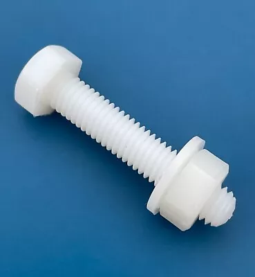 M2 M3 M4 M5 M6 M8 M10 Nylon Plastic Hex Bolt  Threaded Screws Nuts & Washers • £2.85