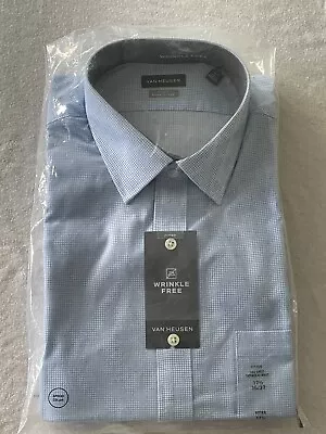 Van Heusen Fitted Wrinkle Free Dress Shirt Men XL Blue NWT Unopened • $30