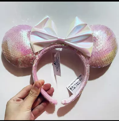 Disney Parks Ears Anniversary Collection Minnie Mouse Pink Bow Sequins Headband • $14.99