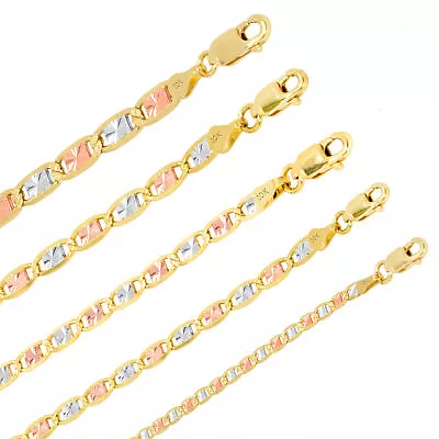 10K Tri Color Solid Gold 2.5mm-5mm Valentino Mariner Anchor Chain Bracelet 7 -9  • $413.99