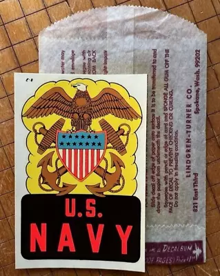 Vintage US NAVY Water DECAL 1950's Eagel Anchors Shield USN US Armed Forces Old • $9.99