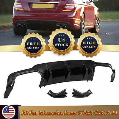 For Mercedes W204 C63 Coupe 2012-15 Rear Bumper Lip Spoiler Diffuser Gloss Black • $119.99