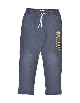 HOLLISTER Mens Graphic Tracksuit Trousers Small Navy Blue Flecked Cotton AY37 • £17.84