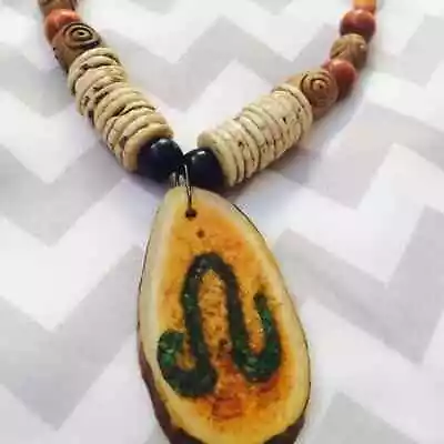 Handmade Necklace Petrified Wood Pendant Astrological Vintage Artisan Jewelry • $15.07