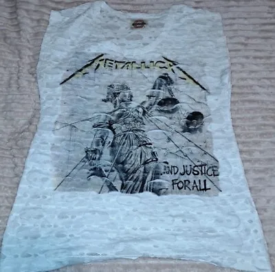 Metallica T Shirt Ladies Metal Rock Band Merch Semi Opaque Tee Size Small Top • £15.25