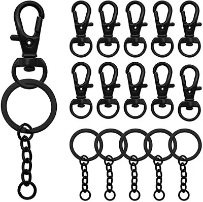 🎯🎯30-Pcs Black Metal Swivel Snap Hook Set Lobster Claw Clasp Jump Ring & Chain • $12.99