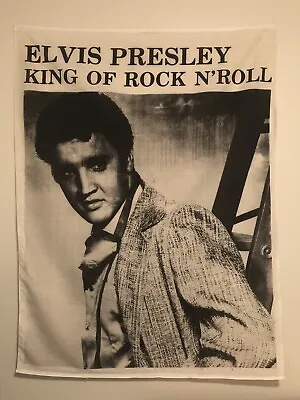 Vintage Elvis Presley Flag Banner Textile King Of Rock And Roll 80s 34” X 45” • $43.72