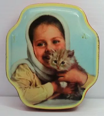 Vintage Horner Tin - Pic Girl And Kitten • $10.89