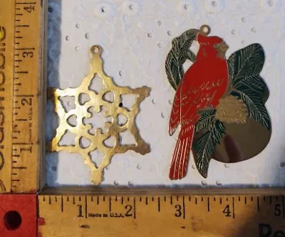 Vntg 1990's Brass Snowflake & Cardinal (Gloria Duchin) W Enamel/Brass  Ornaments • $8.50