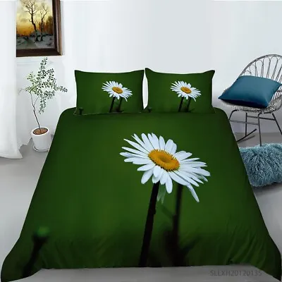 £51.59 • Buy 3D White Daisy Comfort Green Modern Home Decor Bedding Duvet Cover Set