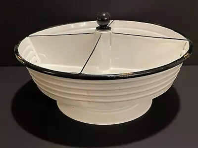 Enamelware Metal Rotating 4 Section Server Lazy Susan White Farmhouse Country • $35