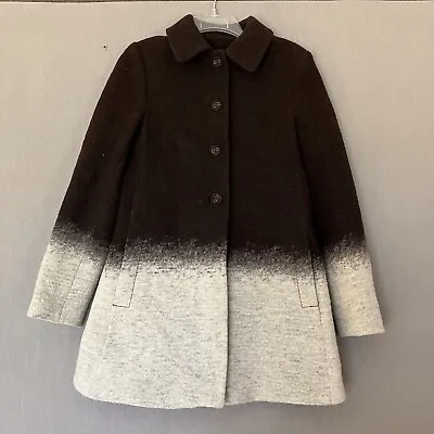 Zara Wool Blend Ombré Brown Grey Pea Coat Size S Small Winter Button Closure • $34