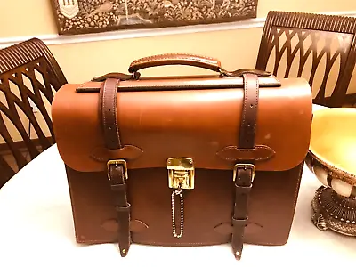 Vintage US ARMY Colonel Brown Heavy Leather Briefcase / Attache - US Made • $370