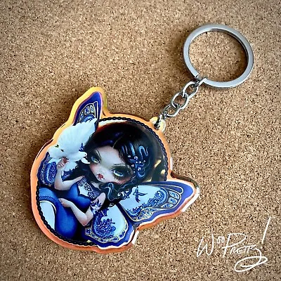 Big Eye Blue Willow Fairy Acrylic KeyFob Keychain -  Jasmine Becket Griffith Art • £12.48