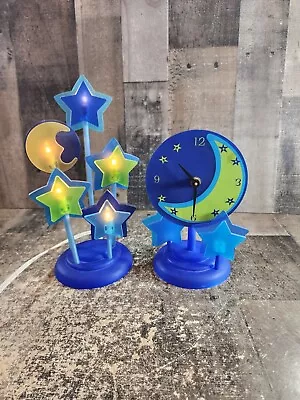 Vintage Star Light Up Clock And Lamp For Bed Side Table Works Blue  • $25