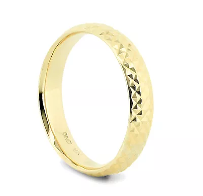 Men's 10K Yellow Gold Wedding Band Diamond Cut Knurled Pattern Comfort Fit 4.7mm • $98.58